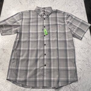 Dickies Men's Gray Checkered Button Down Shirt